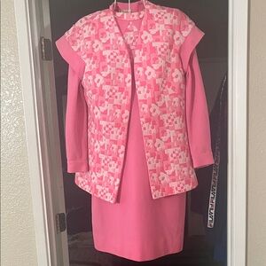 Vintage Clara Sun Woo Pink Floral Blazer and Dress Set